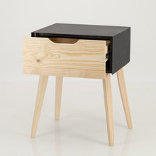 Load image into Gallery viewer, Manaslu Black Side Table One Drawer - Cut Out Handle