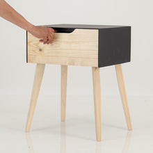Load image into Gallery viewer, Manaslu Black Side Table One Drawer - Cut Out Handle
