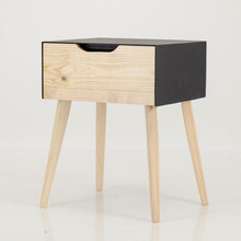Load image into Gallery viewer, Manaslu Black Side Table One Drawer - Cut Out Handle