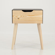 Load image into Gallery viewer, Manaslu Black Side Table One Drawer - Cut Out Handle