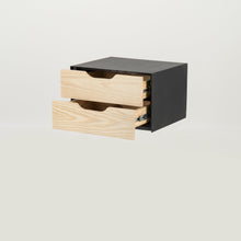 Load image into Gallery viewer, Manaslu Black Floating Side Table Two Drawer - Cut Out Handles