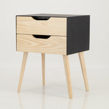 Load image into Gallery viewer, Manaslu Black Side Table Two Drawer - Cut Out Handles
