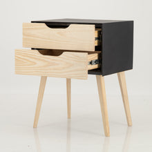 Load image into Gallery viewer, Manaslu Black Side Table Two Drawer - Cut Out Handles