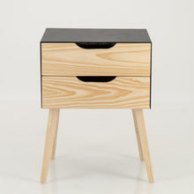 Load image into Gallery viewer, Manaslu Black Side Table Two Drawer - Cut Out Handles