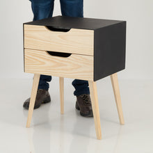 Load image into Gallery viewer, Manaslu Black Side Table Two Drawer - Cut Out Handles