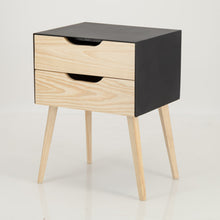 Load image into Gallery viewer, Manaslu Black Side Table Two Drawer - Cut Out Handles