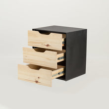 Load image into Gallery viewer, Manaslu Black Floating Side Table Three Drawer - Cut Out Handles