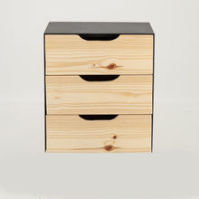 Load image into Gallery viewer, Manaslu Black Floating Side Table Three Drawer - Cut Out Handles