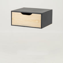 Load image into Gallery viewer, Mont Blanc Black Floating Side Table One Drawer - Cut Out Handle