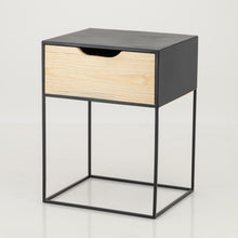 Load image into Gallery viewer, Mont Blanc Black Side Table One Drawer - Cut Out Handle