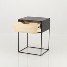 Load image into Gallery viewer, Mont Blanc Black Side Table One Drawer - Cut Out Handle