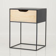 Load image into Gallery viewer, Mont Blanc Black Side Table One Drawer - Cut Out Handle