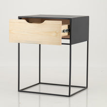 Load image into Gallery viewer, Mont Blanc Black Side Table One Drawer - Cut Out Handle