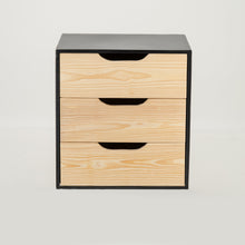 Load image into Gallery viewer, Mont Blanc Black Floating Side Table Three Drawer - Cut Out Handles