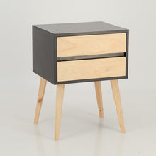 Load image into Gallery viewer, Nallo Black Side Table with Two Drawers - Hidden Handles