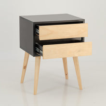 Load image into Gallery viewer, Nallo Black Side Table with Two Drawers - Hidden Handles