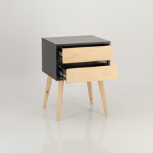 Load image into Gallery viewer, Nallo Black Side Table with Two Drawers - Hidden Handles
