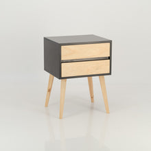 Load image into Gallery viewer, Nallo Black Side Table with Two Drawers - Hidden Handles