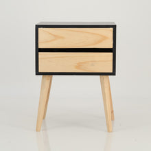 Load image into Gallery viewer, Nallo Black Side Table with Two Drawers - Hidden Handles