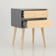 Load image into Gallery viewer, Nallo Grey Side Table with Two Drawers - Hidden Handles