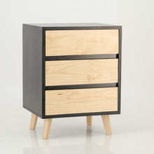 Load image into Gallery viewer, Nallo Black Side Table with Three Drawers - Hidden Handles
