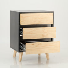 Load image into Gallery viewer, Nallo Black Side Table with Three Drawers - Hidden Handles