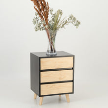 Load image into Gallery viewer, Nallo Black Side Table with Three Drawers - Hidden Handles
