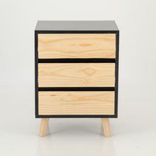 Load image into Gallery viewer, Nallo Black Side Table with Three Drawers - Hidden Handles