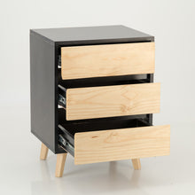 Load image into Gallery viewer, Nallo Black Side Table with Three Drawers - Hidden Handles