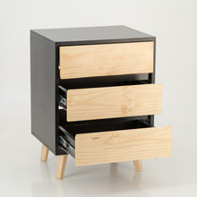 Load image into Gallery viewer, Nallo Black Side Table with Three Drawers - Hidden Handles