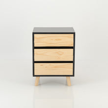Load image into Gallery viewer, Nallo Black Side Table with Three Drawers - Hidden Handles