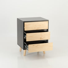 Load image into Gallery viewer, Nallo Black Side Table with Three Drawers - Hidden Handles