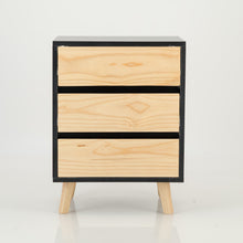 Load image into Gallery viewer, Nallo Black Side Table with Three Drawers - Hidden Handles