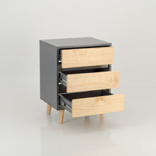 Load image into Gallery viewer, Nallo Grey Side Table with Three Drawers - Hidden Handles