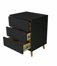 Load image into Gallery viewer, Dudula Black Three Drawer Side Table