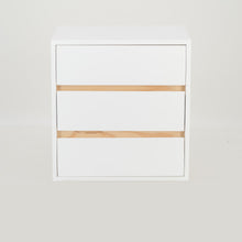 Load image into Gallery viewer, Fihlo White Three Drawer Floating Side Table