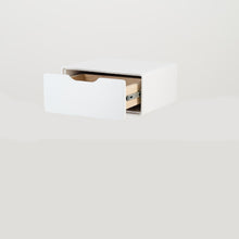 Load image into Gallery viewer, Khaya One Drawer Floating Side Table with Cut Out Handle - White