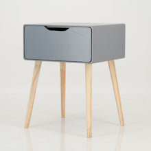 Load image into Gallery viewer, Khaya One Drawer Side Table with Cut Out Handle - Grey