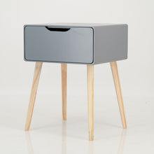 Load image into Gallery viewer, Khaya One Drawer Side Table with Cut Out Handle - Grey