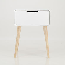 Load image into Gallery viewer, Khaya One Drawer Side Table with Cut Out Handle - White