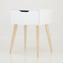 Load image into Gallery viewer, Khaya One Drawer Side Table with Cut Out Handle - White