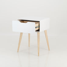 Load image into Gallery viewer, Khaya One Drawer Side Table with Cut Out Handle - White