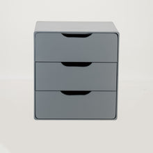 Load image into Gallery viewer, Khaya Three Drawer Floating Side Table with Cut Out Handle - Grey