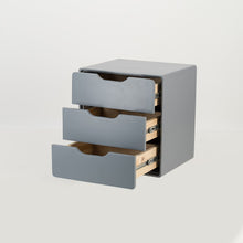 Load image into Gallery viewer, Khaya Three Drawer Floating Side Table with Cut Out Handle - Grey