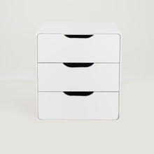 Load image into Gallery viewer, Khaya Three Drawer Floating Side Table with Cut Out Handle - White