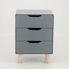Load image into Gallery viewer, Khaya Three Drawer Side Table with Cut Out Handle - Grey