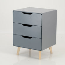 Load image into Gallery viewer, Khaya Three Drawer Side Table with Cut Out Handle - Grey