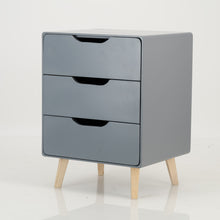 Load image into Gallery viewer, Khaya Three Drawer Side Table with Cut Out Handle - Grey