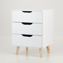 Load image into Gallery viewer, Khaya Three Drawer Side Table with Cut Out Handle - White