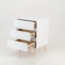 Load image into Gallery viewer, Khaya Three Drawer Side Table with Hidden Handle - White